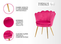 Poltrona Conchiglia Camera da Letto in Velluto Design Moderno Maddina Ciliegia