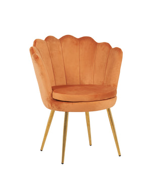 Poltrona Conchiglia Camera da Letto in Velluto Design Moderno Maddina Ruggine