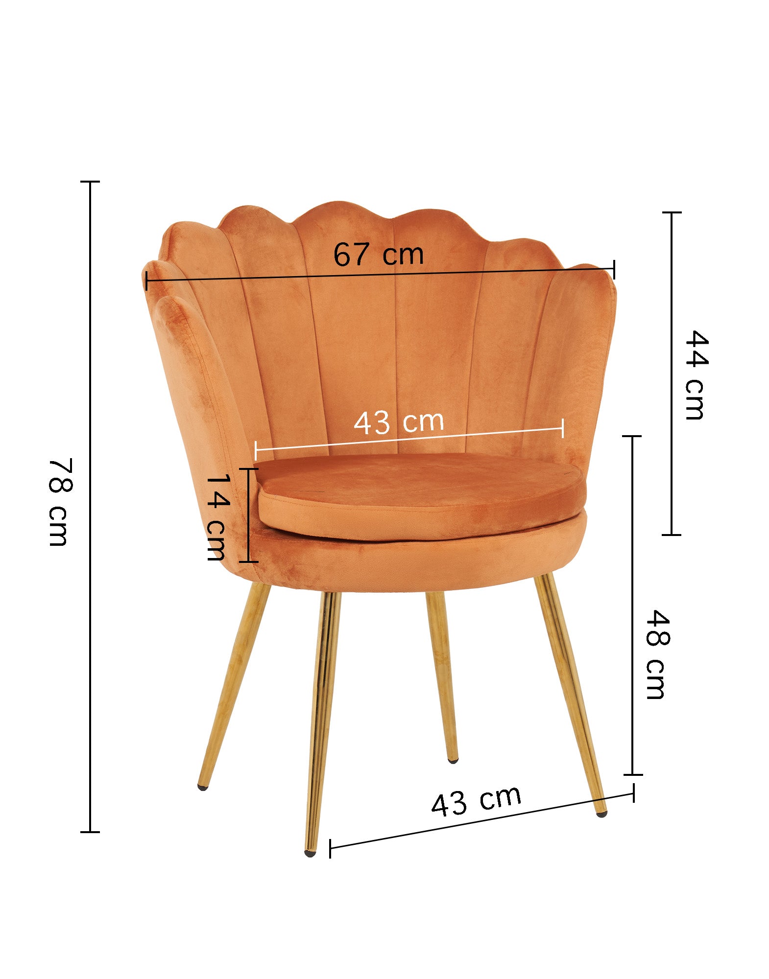Poltrona Conchiglia Camera da Letto in Velluto Design Moderno Maddina Ruggine
