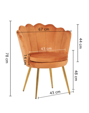 Poltrona Conchiglia Camera da Letto in Velluto Design Moderno Maddina Ruggine