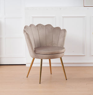 Poltrona Conchiglia Camera da Letto in Velluto Design Moderno Maddina Tortora