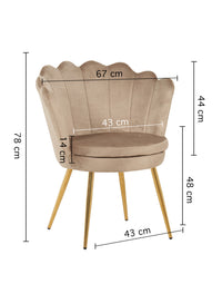 Poltrona Conchiglia Camera da Letto in Velluto Design Moderno Maddina Tortora