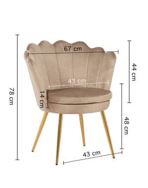 Poltrona Conchiglia Camera da Letto in Velluto Design Moderno Maddina Tortora