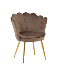 Poltrona Conchiglia Camera da Letto in Velluto Design Moderno Maddina Marrone