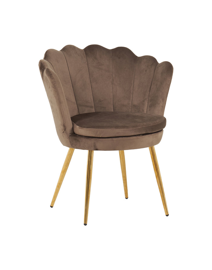 Poltrona Conchiglia Camera da Letto in Velluto Design Moderno Maddina Marrone