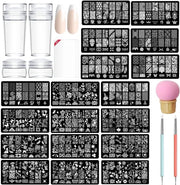 Kit di Stampa per Unghie - 14 pezzi - Kit di Stampa in Silicone - Manicure - Strumenti per Unghie - Kit di Stampa per Unghie - Progettazione di Nail Art - Resistenti alle Macchie - Set di Nail Art