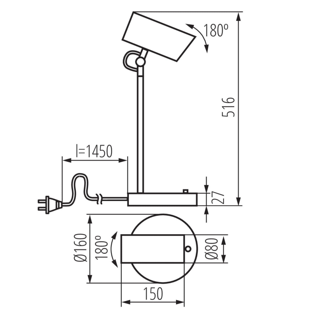 Lampada da tavolo AGZAR bianca metallo E14 5W Kanlux