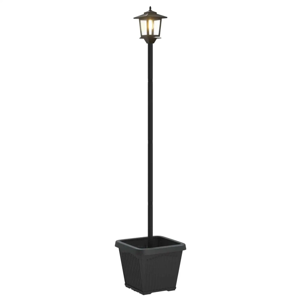 Lampione solare con fioriera Nero 32 x 32 x 158 cm 42042692