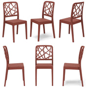 Set 6 sedie in polipropilene PENELOPE, 100% MADE IN ITALY, impilabile, resistente ai raggi UV, design moderno, ideale per sala da pranzo, cucina, sala d’attesa, bar, ristoranti o giardino, colore Mattone