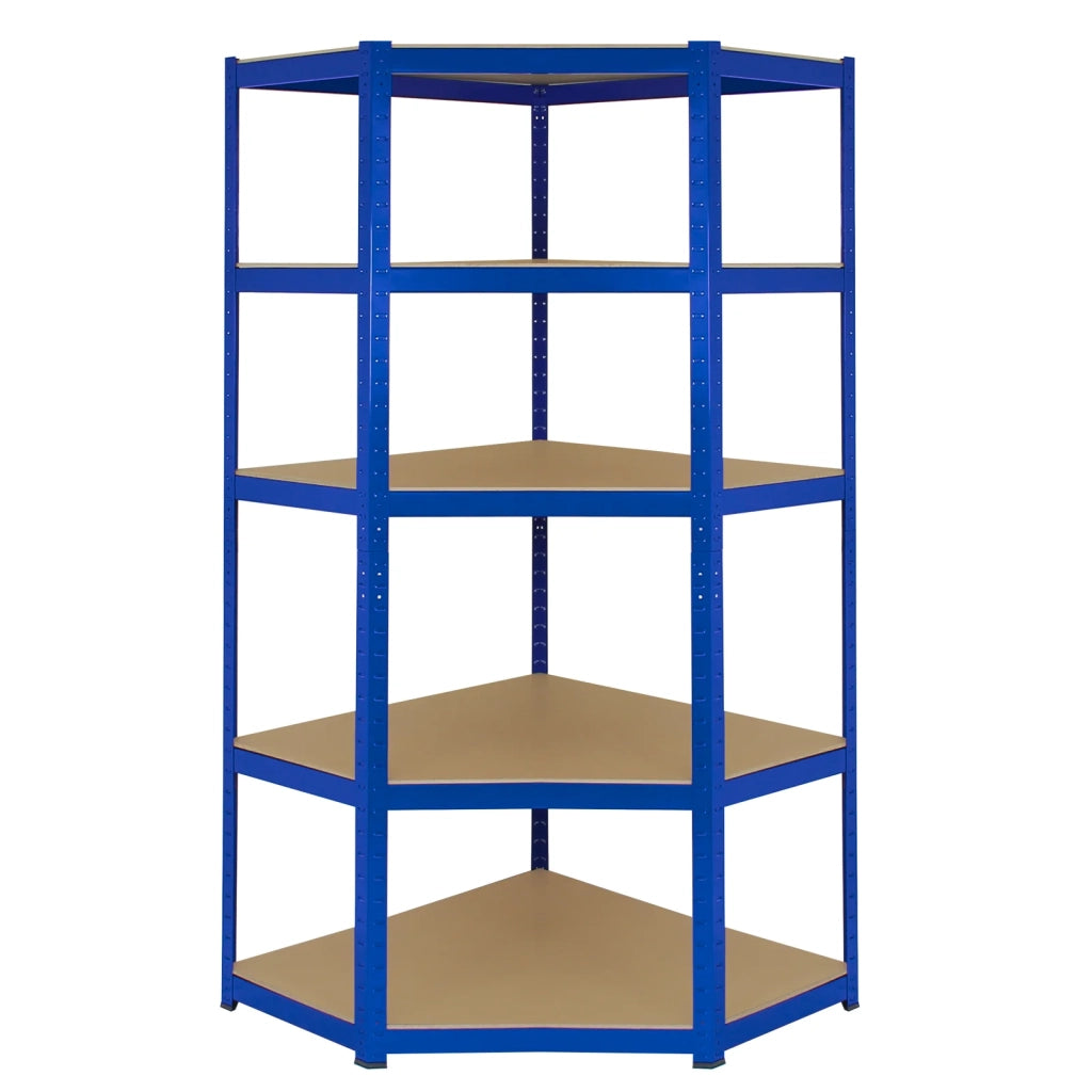 Scaffale ad Angolo in Acciaio Senza Bulloni T-Rax Blu Largo 90cm per Garage