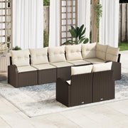 Set Divano da Giardino a 8 Pezzi con Cuscini in Polyrattan Marrone