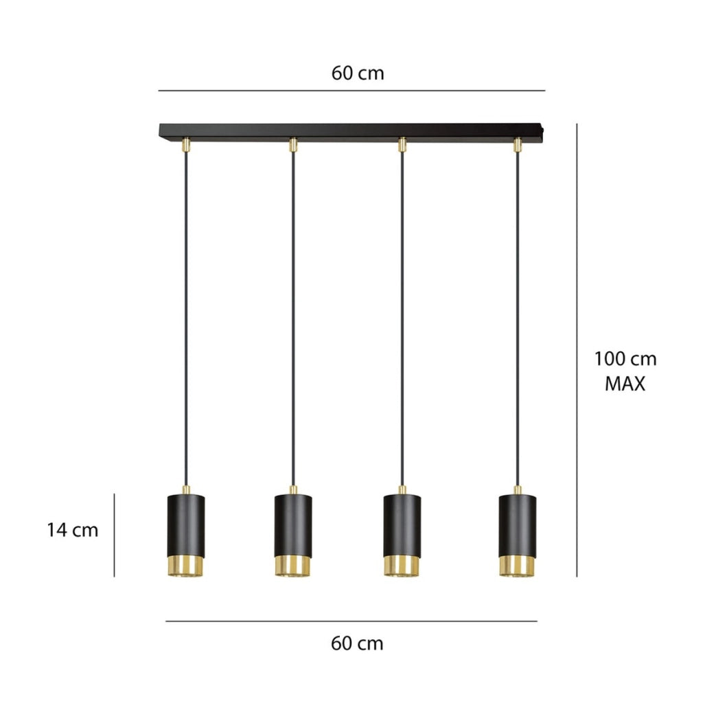 Lampada a sospensione Fumiko in acciaio nero e oro