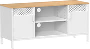 TV-meuble da 120 cm con ante e 3 pannelli regolabili - Rovere marrone - Bianco