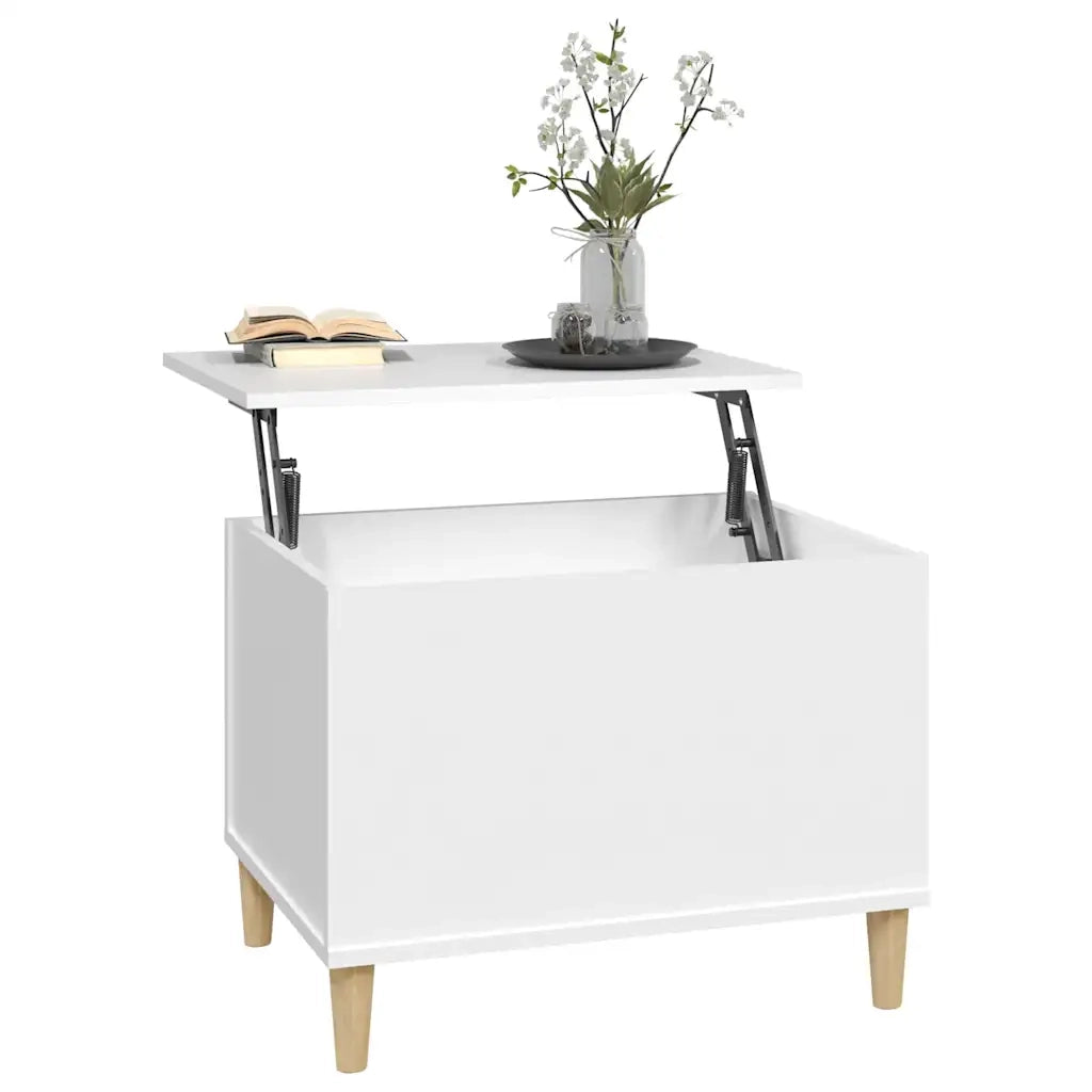 Tavolino da Salotto Bianco 60x44,5x45 cm in Legno Multistrato 819564