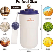 Tazzina per caffè al volo in acciaio inossidabile 316, 420ml, con coperchio, impermeabile, da 15 oz.