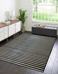 Tappeto Arredo In Vero Bamboo Naturale Grande a Listelli Bordato BambÃ¹ Soggiorno Cucina Salotto Listello Legno Grigio - 120x180cm