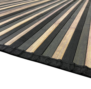 Tappeto Arredo In Vero Bamboo Naturale Grande a Listelli Bordato BambÃ¹ Soggiorno Cucina Salotto Listello Legno Grigio - 140x200cm