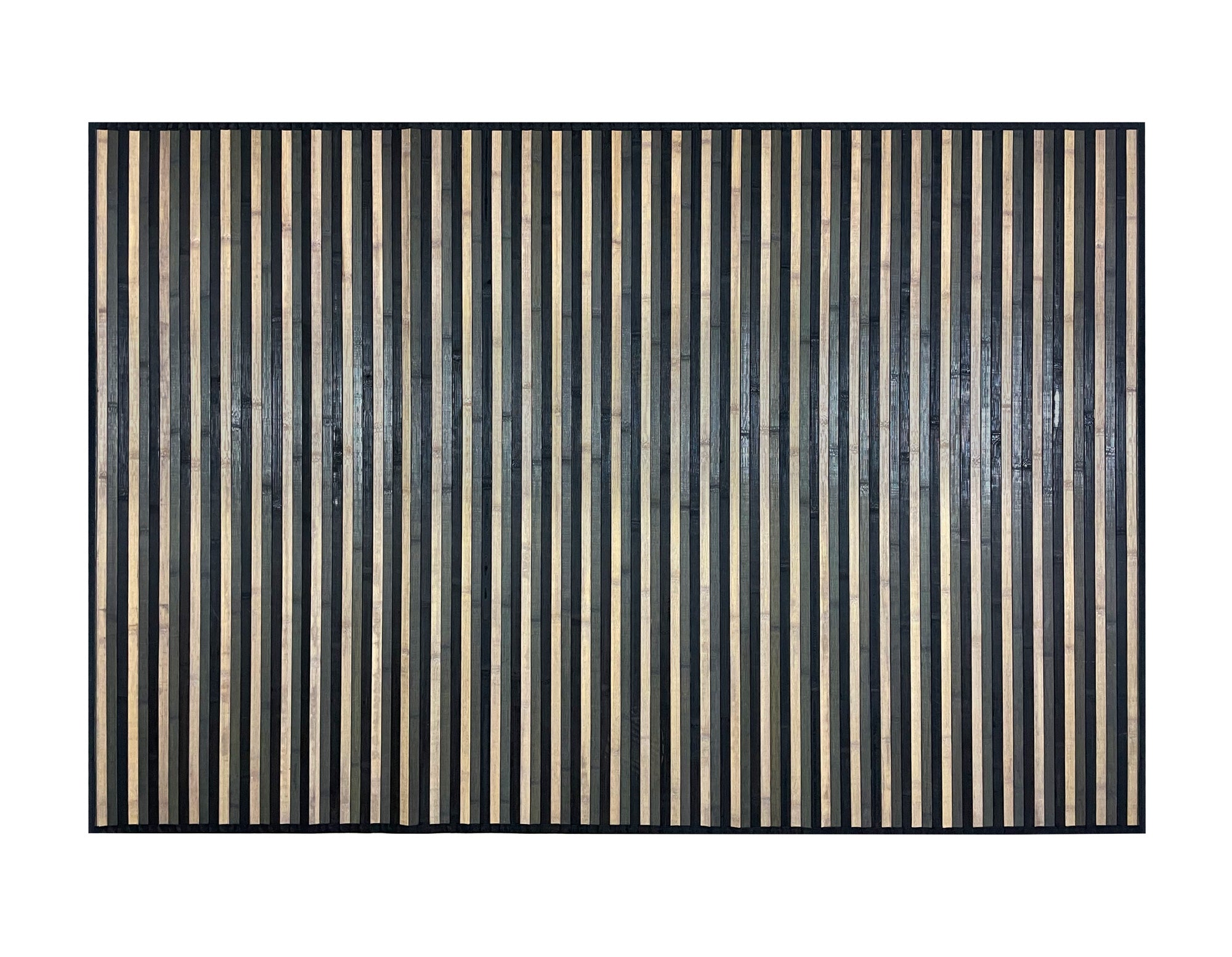 Tappeto Arredo In Vero Bamboo Naturale Grande a Listelli Bordato BambÃ¹ Soggiorno Cucina Salotto Listello Legno Grigio - 140x200cm