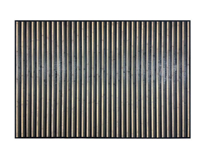 Tappeto Arredo In Vero Bamboo Naturale Grande a Listelli Bordato BambÃ¹ Soggiorno Cucina Salotto Listello Legno Grigio - 140x200cm