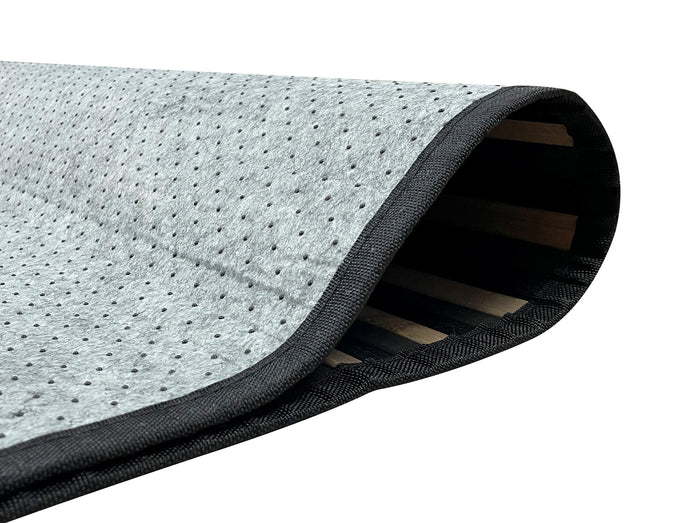 Tappeto Arredo In Vero Bamboo Naturale Grande a Listelli Bordato BambÃ¹ Soggiorno Cucina Salotto Listello Legno Grigio - 140x200cm