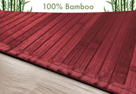 Tappeto Arredo In Vero Bamboo Naturale Grande a Listelli Bordato BambÃ¹ Soggiorno Cucina Salotto Listello Legno Rosso - 120x180cm