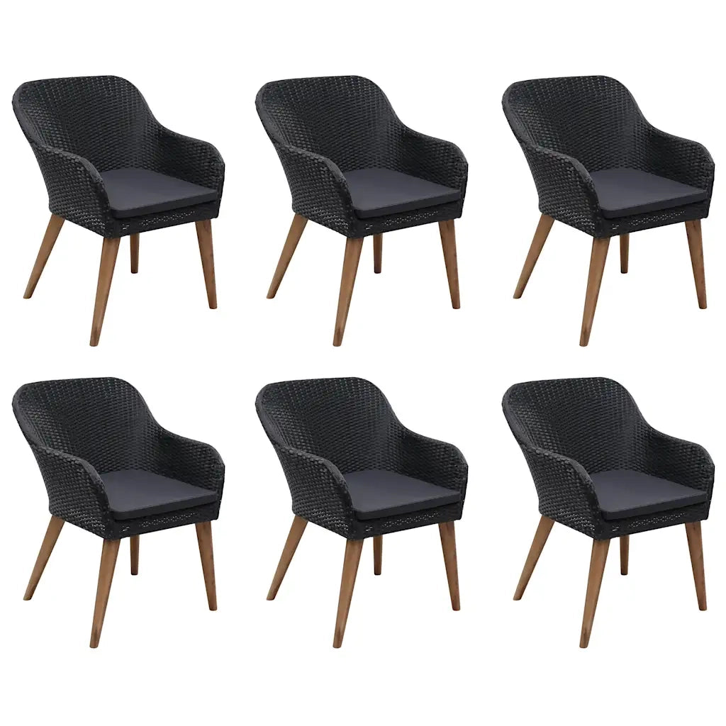 Set Mobili da Pranzo per Giardino 7 pz Nero 3067918