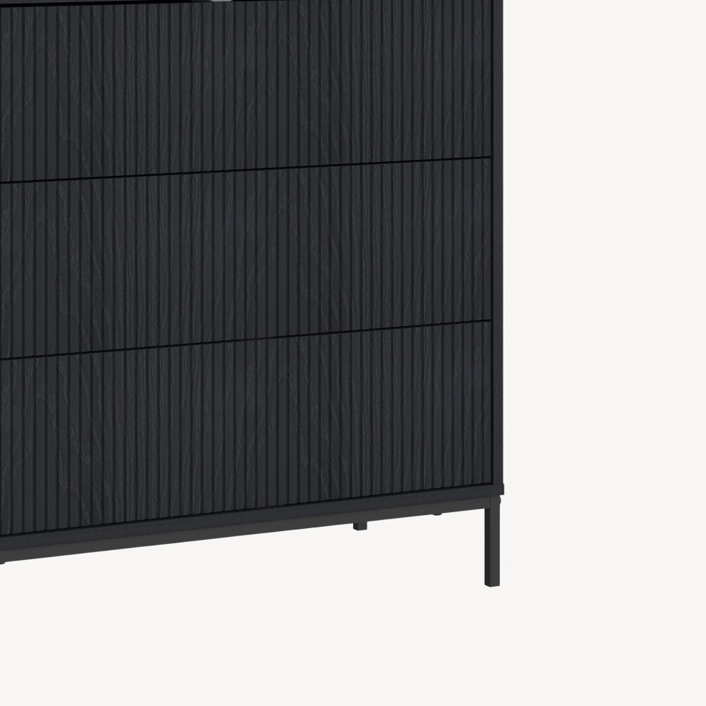 Cassettiera Nykapin Comò a 3 Cassetti 80 x 80 x 40 cm - Nero [en.casa]