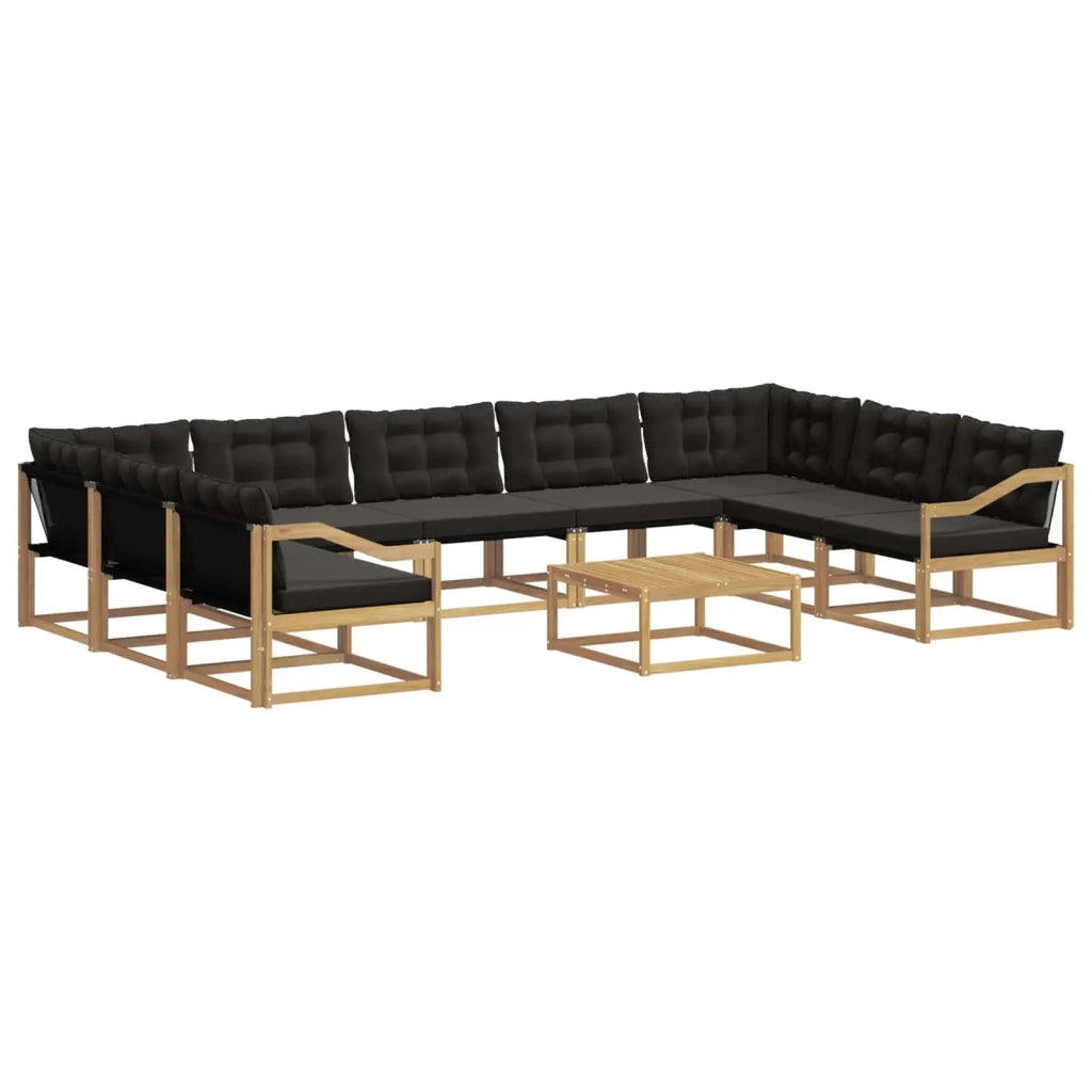 Set di divani da esterno con cuscino 10 pcs Bianco e Nero 3389102