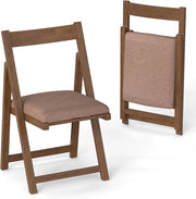 Set di 2 sedie pieghevoli, imbottite, con telaio in legno di gomma e schienale inclinato, per cucina, soggiorno e balcone (noce)