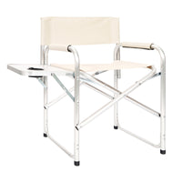 Sedia Sgabello Regista Poltrona Pieghevole In Alluminio Lavabile Leggera Lavabile Con Tavolino Porta Bibite Incluso Campeggio Mare Spiaggia Beige