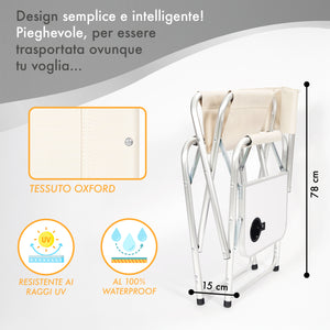 Sedia Sgabello Regista Poltrona Pieghevole In Alluminio Lavabile Leggera Lavabile Con Tavolino Porta Bibite Incluso Campeggio Mare Spiaggia Beige