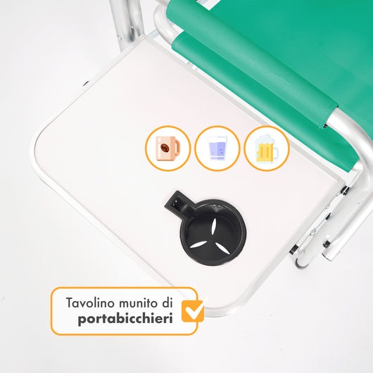 Sedia Sgabello Regista Poltrona Pieghevole In Alluminio Lavabile Leggera Lavabile Con Tavolino Porta Bibite Incluso Campeggio Mare Spiaggia Petrolio