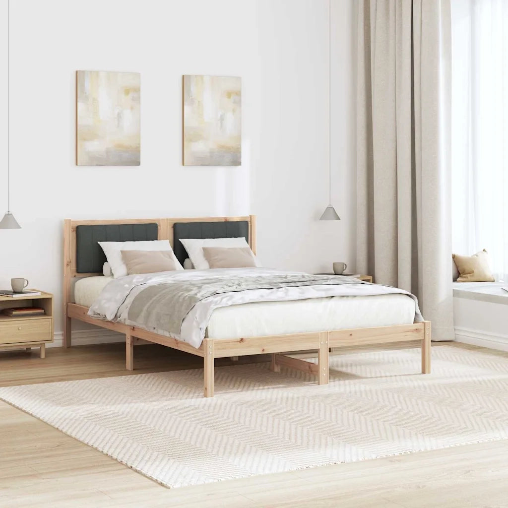 Letto con Testiera Rivestita Grigio scuro 140 x 190 cm