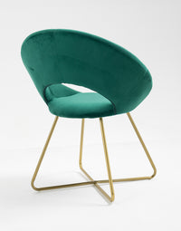 Poltrona Tonda Camera da Letto in Velluto Design Moderno, Sedia Imbottita Circolare con Gambe in Metallo Placcato Oro - Poltroncina per Salotto con Seduta Morbida Modello Grace - Petrolio