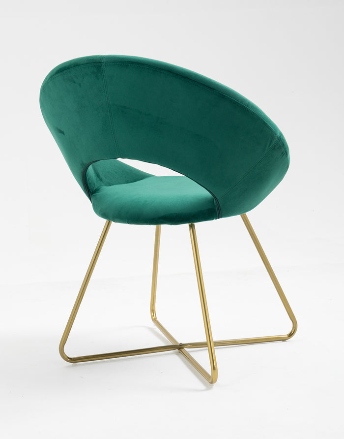 Poltrona Tonda Camera da Letto in Velluto Design Moderno, Sedia Imbottita Circolare con Gambe in Metallo Placcato Oro - Poltroncina per Salotto con Seduta Morbida Modello Grace - Petrolio