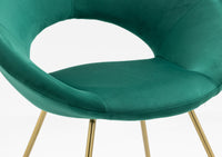 Poltrona Tonda Camera da Letto in Velluto Design Moderno, Sedia Imbottita Circolare con Gambe in Metallo Placcato Oro - Poltroncina per Salotto con Seduta Morbida Modello Grace - Petrolio