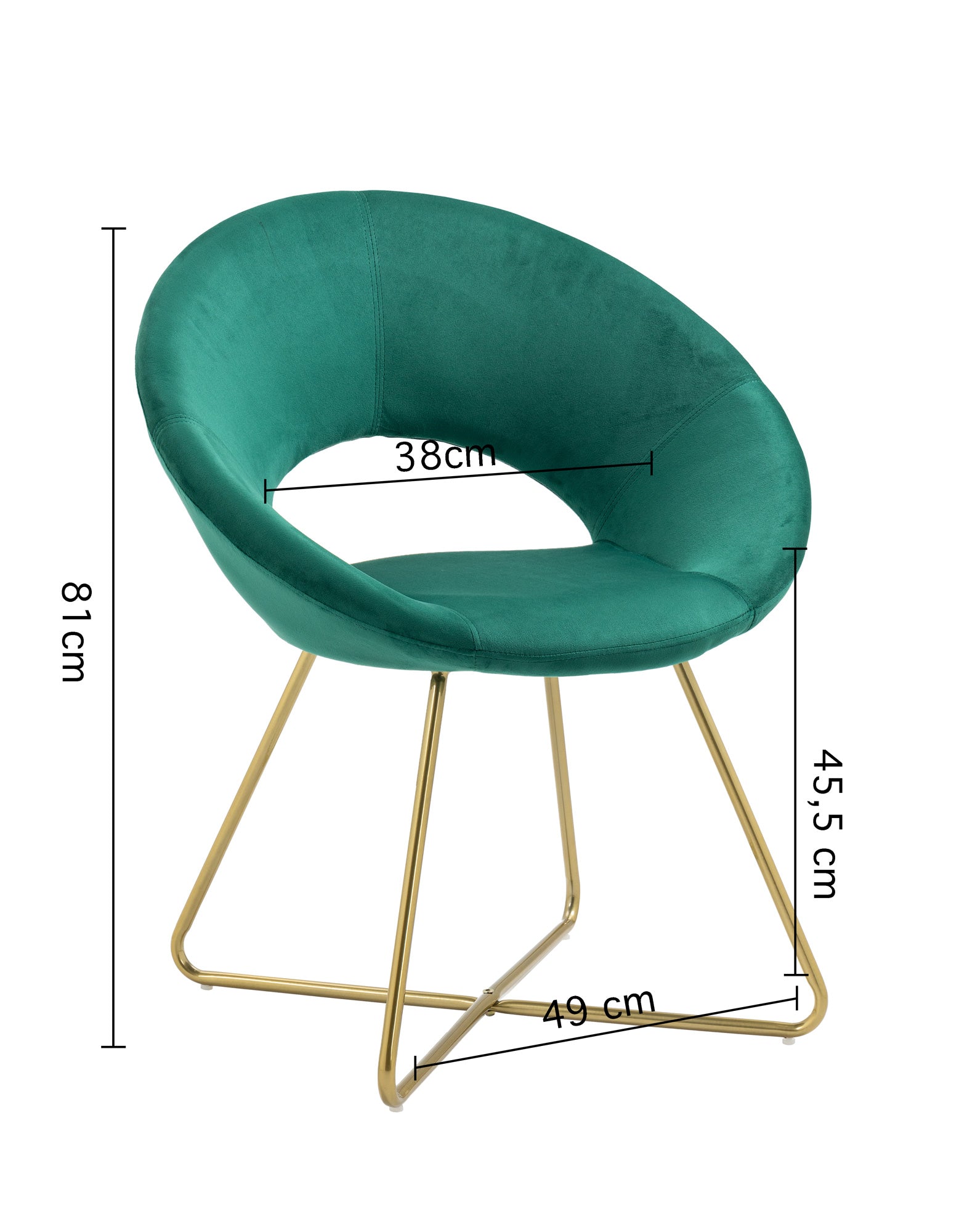 Poltrona Tonda Camera da Letto in Velluto Design Moderno, Sedia Imbottita Circolare con Gambe in Metallo Placcato Oro - Poltroncina per Salotto con Seduta Morbida Modello Grace - Petrolio