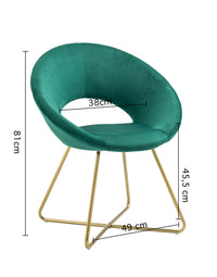 Poltrona Tonda Camera da Letto in Velluto Design Moderno, Sedia Imbottita Circolare con Gambe in Metallo Placcato Oro - Poltroncina per Salotto con Seduta Morbida Modello Grace - Petrolio