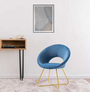 Poltrona Tonda Camera da Letto in Velluto Design Moderno, Sedia Imbottita Circolare con Gambe in Metallo Placcato Oro - Poltroncina per Salotto con Seduta Morbida Modello Grace - Blu