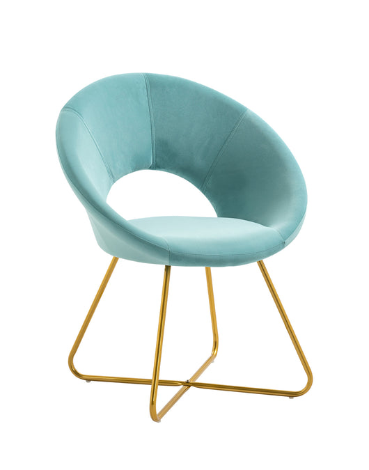 Poltrona Tonda Camera da Letto in Velluto Design Moderno, Sedia Imbottita Circolare con Gambe in Metallo Placcato Oro - Poltroncina per Salotto con Seduta Morbida Modello Grace - Tiffany