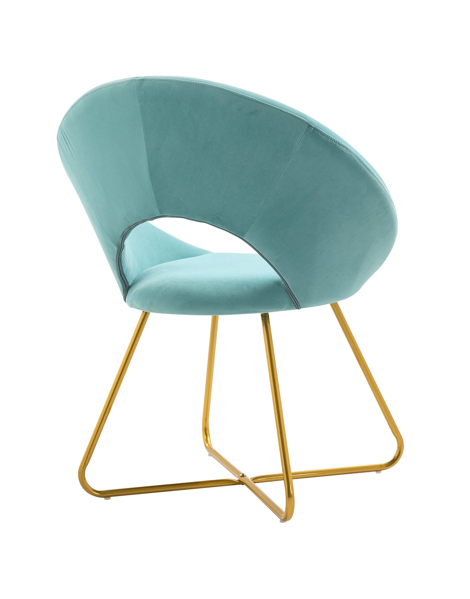 Poltrona Tonda Camera da Letto in Velluto Design Moderno, Sedia Imbottita Circolare con Gambe in Metallo Placcato Oro - Poltroncina per Salotto con Seduta Morbida Modello Grace - Tiffany