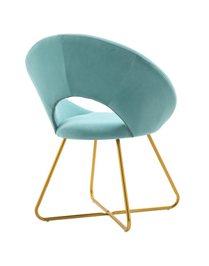 Poltrona Tonda Camera da Letto in Velluto Design Moderno, Sedia Imbottita Circolare con Gambe in Metallo Placcato Oro - Poltroncina per Salotto con Seduta Morbida Modello Grace - Tiffany