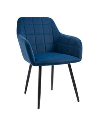 Poltroncina Classica con Braccioli per Camera da Letto in Velluto Design Moderno-Blu