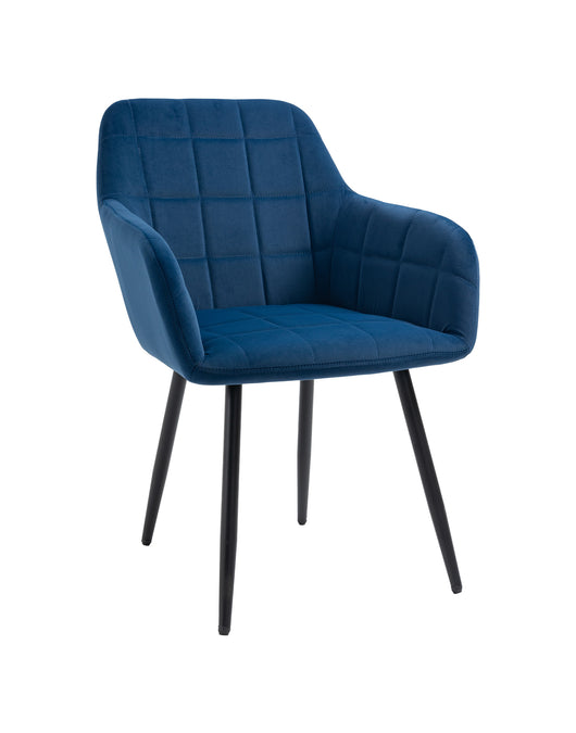 Poltroncina Classica con Braccioli per Camera da Letto in Velluto Design Moderno-Blu