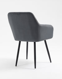 Poltroncina Classica con Braccioli per Camera da Letto in Velluto Design Moderno- GrigioScuro