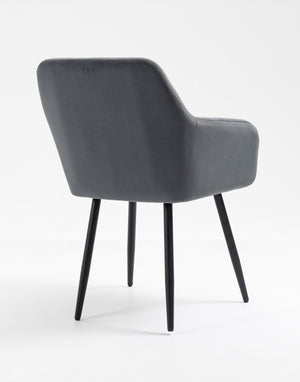 Poltroncina Classica con Braccioli per Camera da Letto in Velluto Design Moderno- GrigioScuro