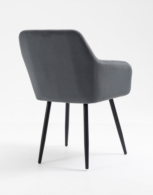 Poltroncina Classica con Braccioli per Camera da Letto in Velluto Design Moderno- GrigioScuro