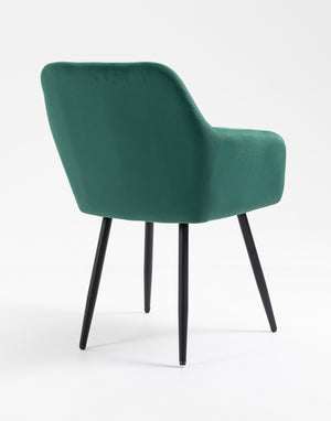 Poltroncina Classica con Braccioli per Camera da Letto in Velluto Design Moderno-Verdescuro