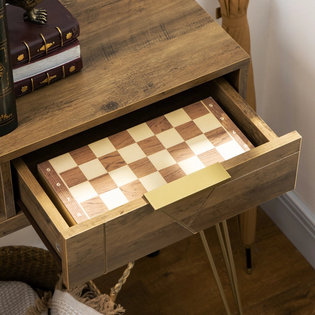 Consola Ingresso con 2 Cassetti e Ripiano Aperto ¨C zephmum ¨C Legno Bronzo 120x29x79 cm