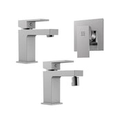 Set miscelatore lavabo e bidet senza scarico ed incasso doccia in ottone cromato | Grace